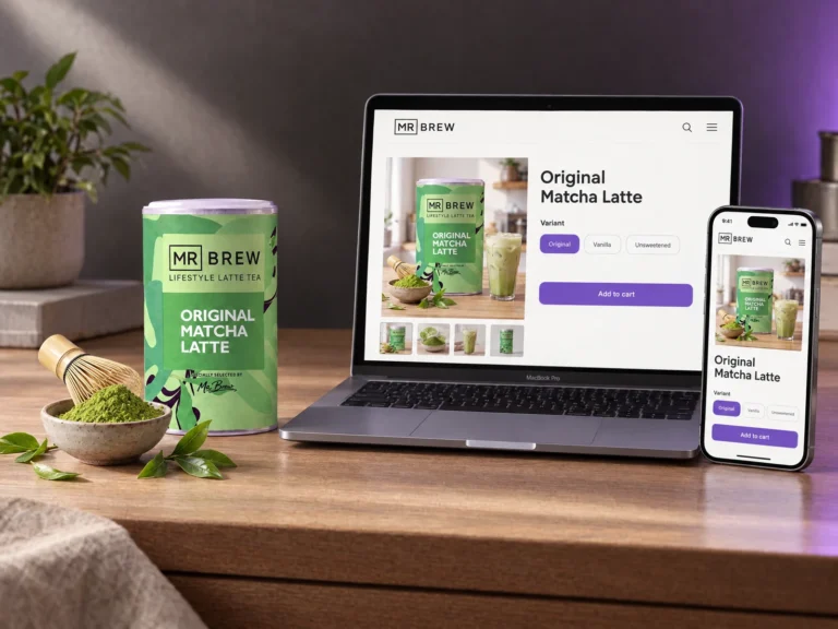 Visualisatie van een webshopontwerp